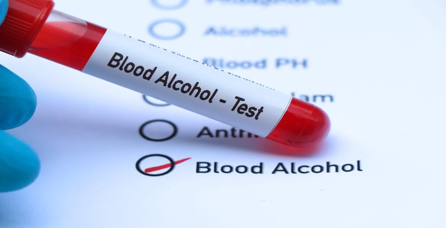 Blood alcohol test vial and checklist