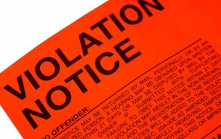 Close-up of a violation notice.